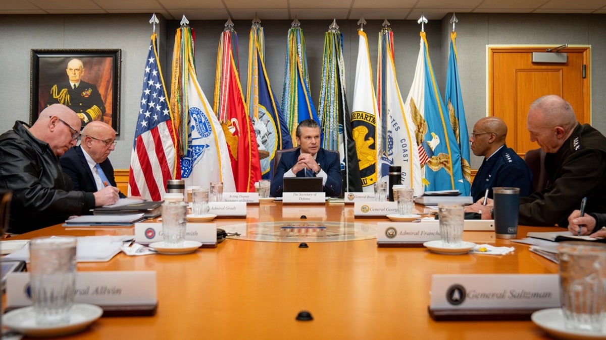 Secretary of Defense meeting with the Joint Chiefs of Staff at the Pentagon