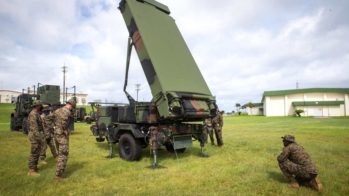 U.S. Marines monitoring a Ground Air Task Oriented Radar system