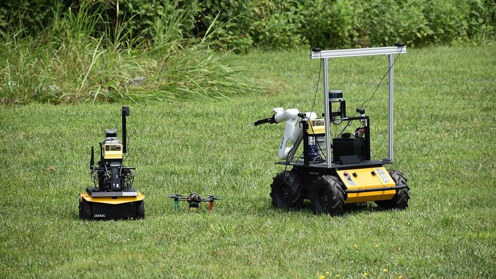 ASTRA and Noblis field-test fleet with a drone and two rovers