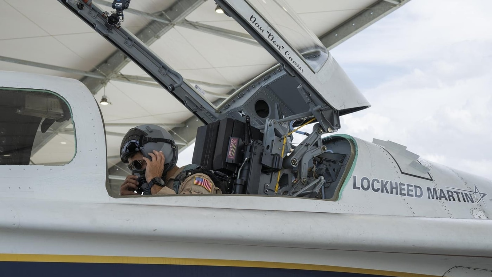 NASA X-59 cockpit during a ground test; documentary context for the flight-test program