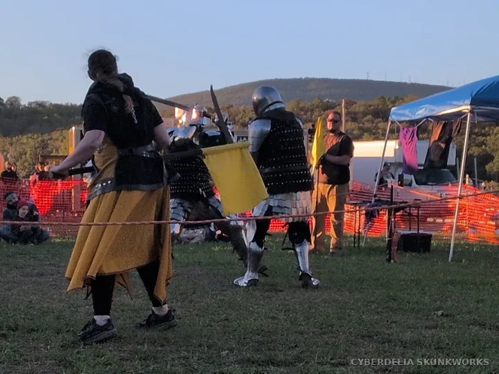 A fighter in yellow and black moves across the grass.